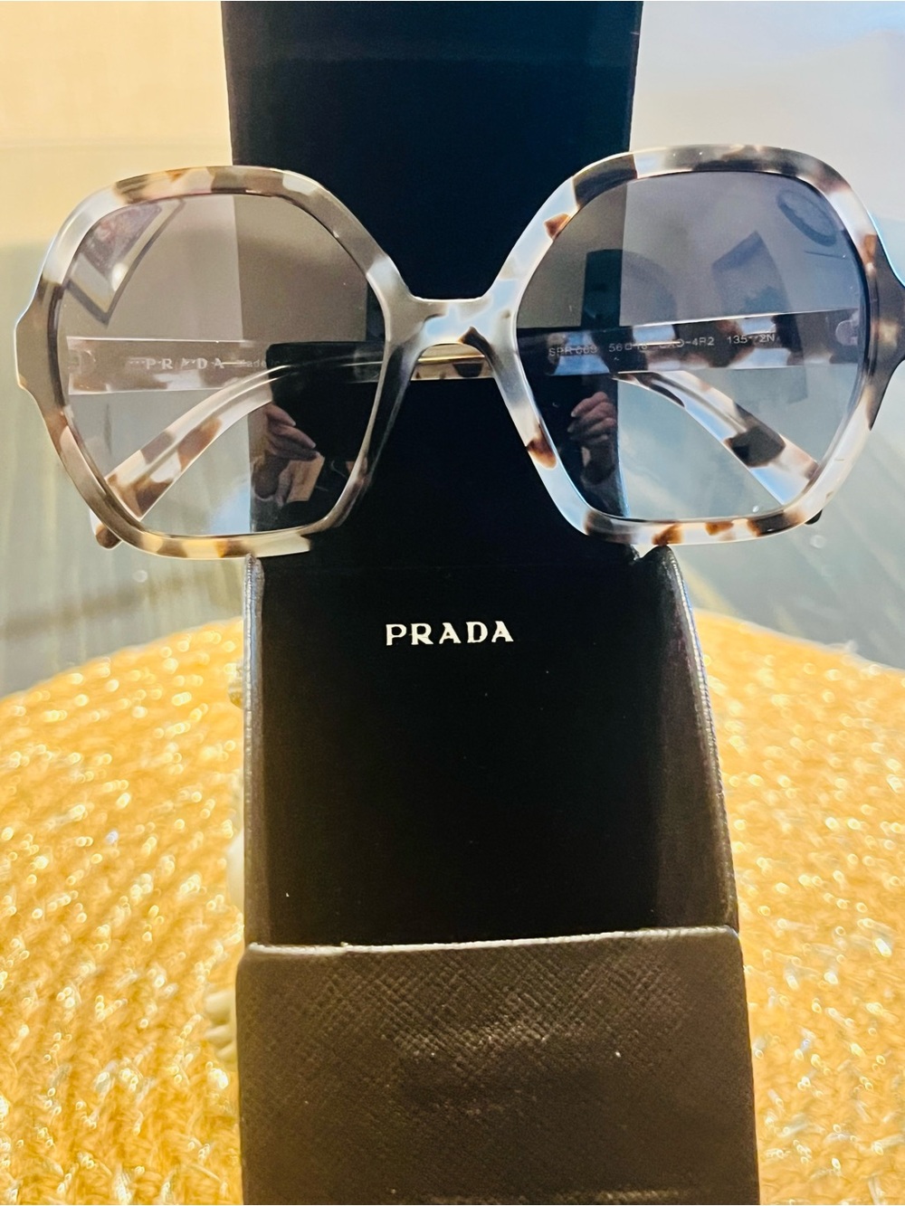 Prada Gray Tortoise Oversized Octogon Sunglasses. Like New - Picture 9 of 11